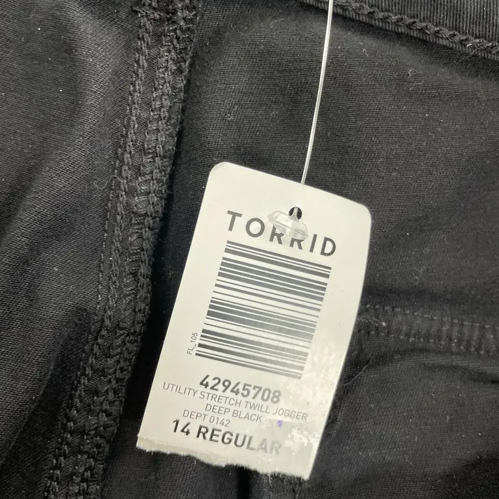NEW Torrid Women Utility Twill Jogger Size 14 Deep Black Stretch 26" In 55-22 - Picture 5 of 9